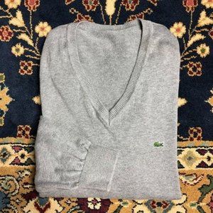 Lacoste V Neck Sweater Pullover Men's Logo Gator